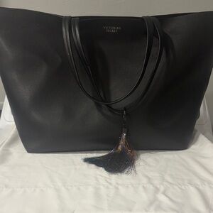 Victoria's Secret Elegant Black Tote with Tassel